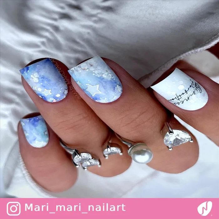 Sky Blue Nails with Stars